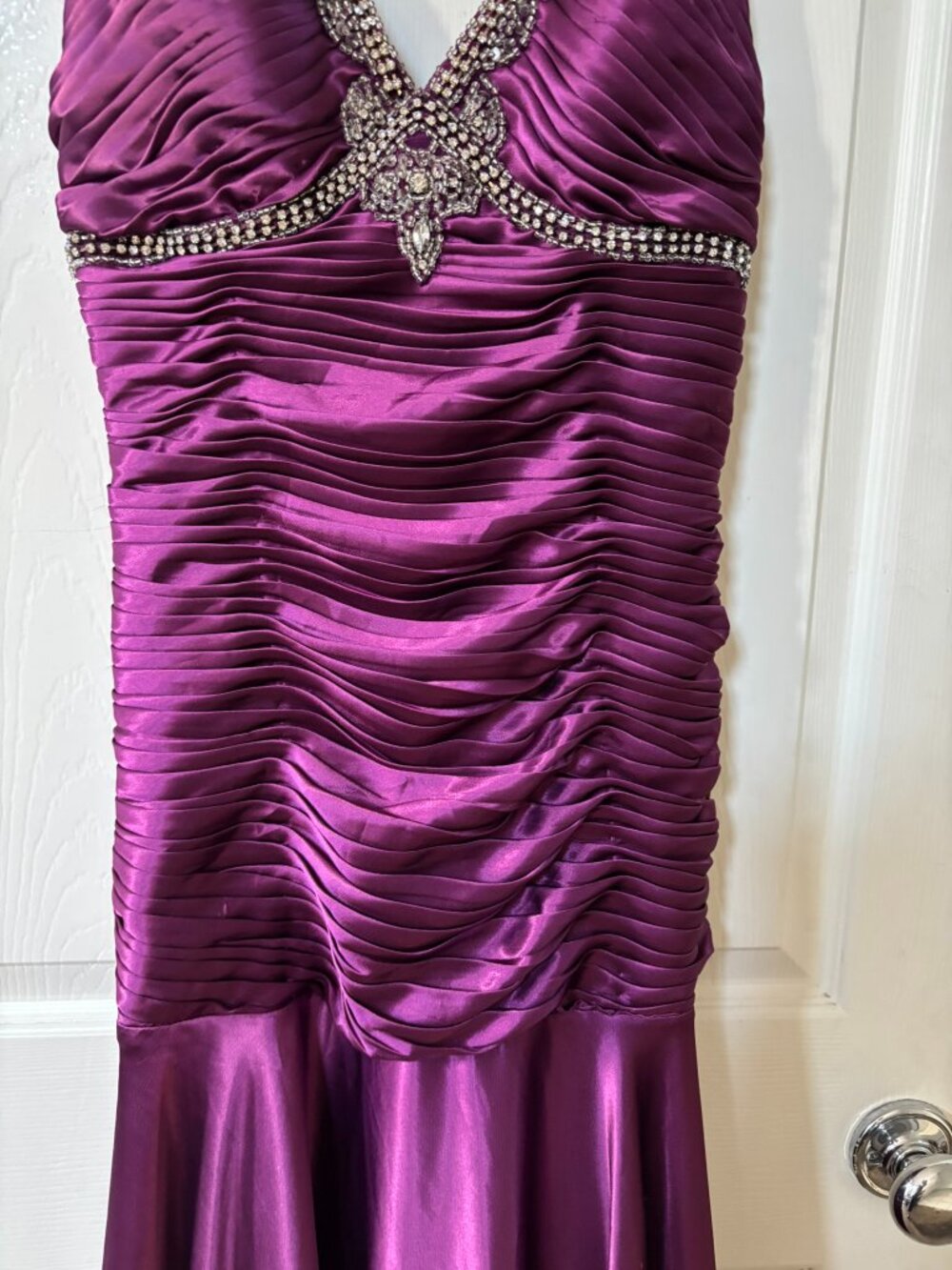 NWT Chicas Royal Purple Gown with Rhinestone and Bead Embellishments Size Small - Picture 10 of 14